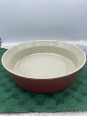 BergHOFF stoneware Casserole dish Red & Cream. Made In Belgium 10”